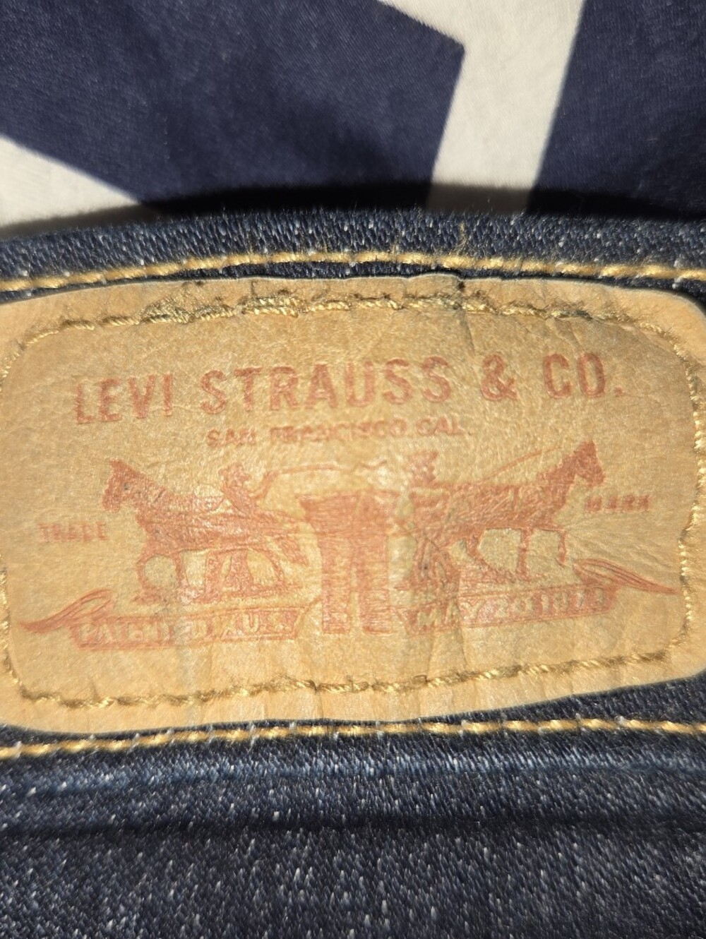 Levi's Women's Dark Blue Boot Cut Jeans with Leather Patch